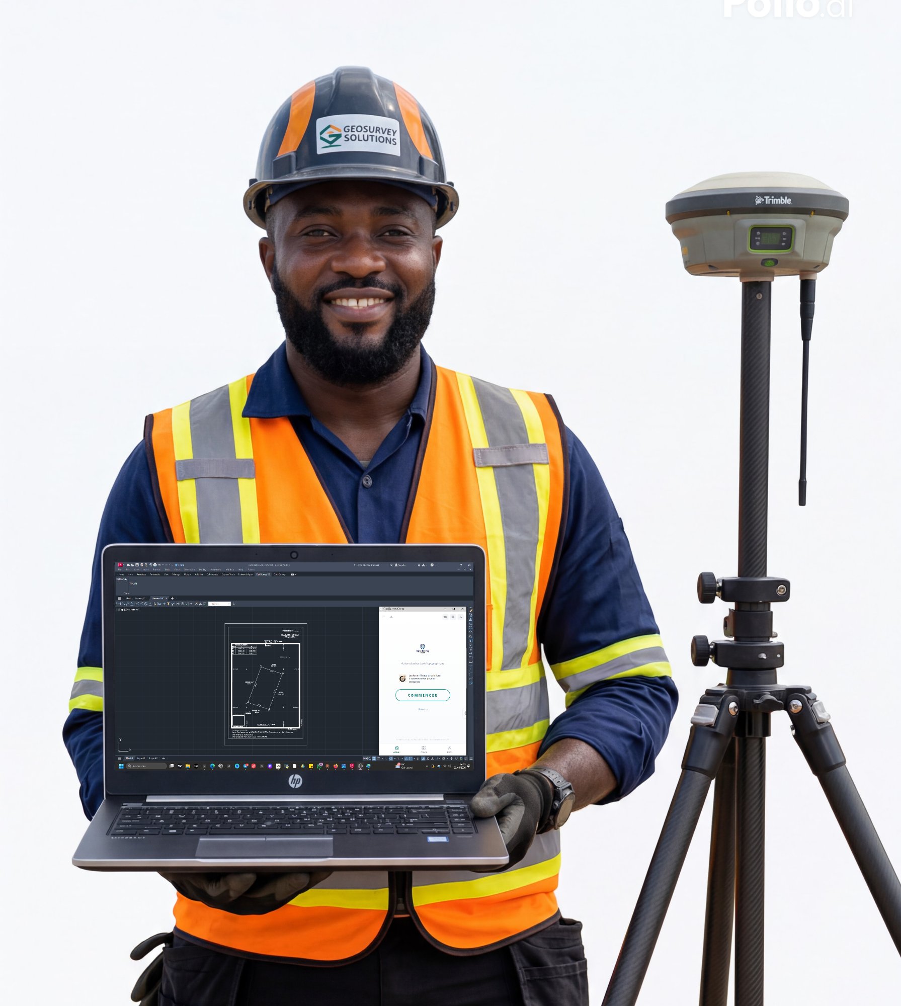 Géomètre utilisant OptiSurvey sur le terrain